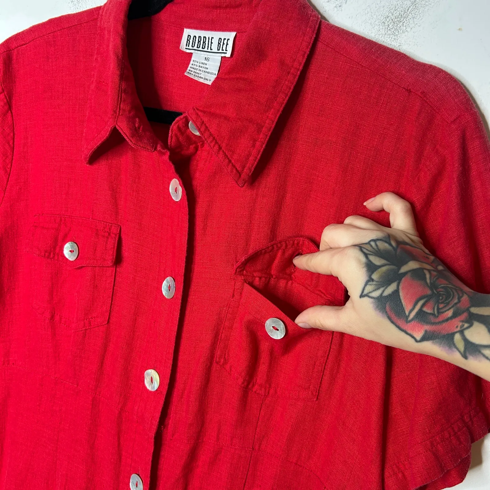 ROBBIE BEE Vintage Linen Blend Dress Womens 16 Maxi Minimalist Sustainable Lagom - Image 4