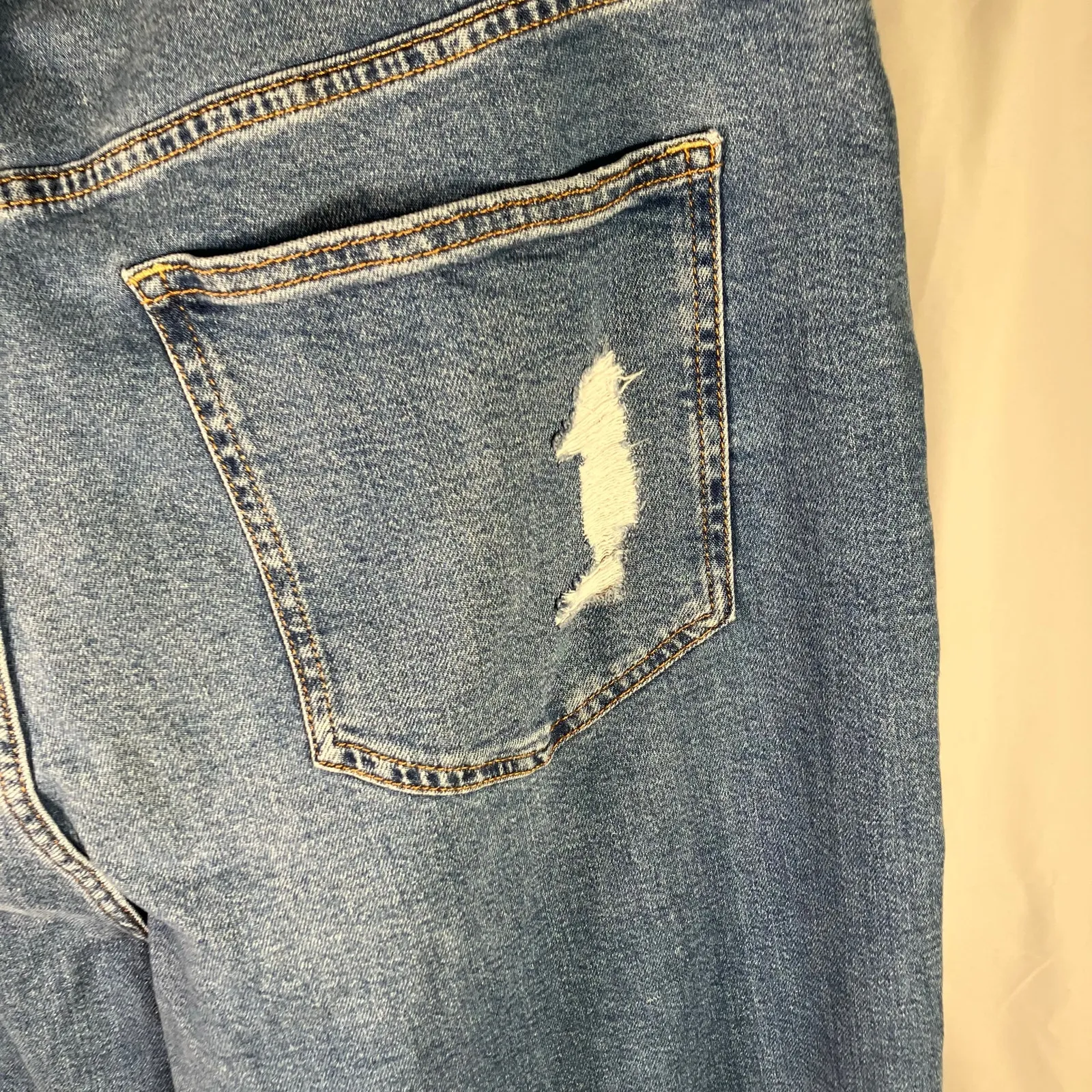 Arizona Jean Co Vintage‎ Straight Patchwork Distressed Jeans 23 New High Rise Blue - Image 10