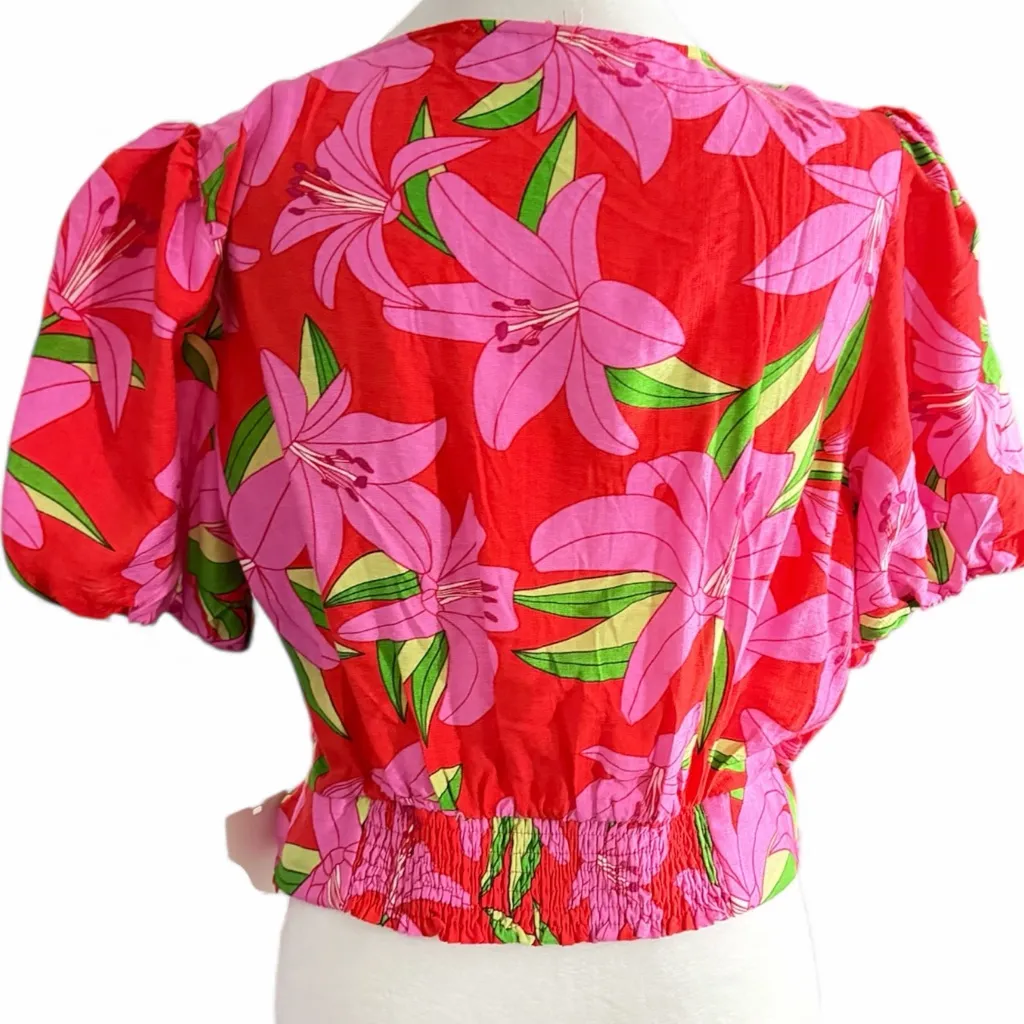 Lulumari boho floral tropical twist-front crop top Size XL - Image 4