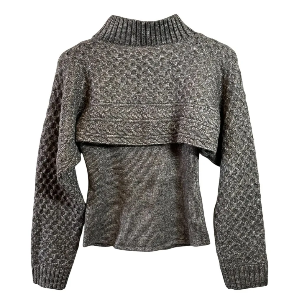 NWT Anthropologie ASTR The Label Taupe Cable-Knit Sweater Shrug Set Size M/L - Image 7