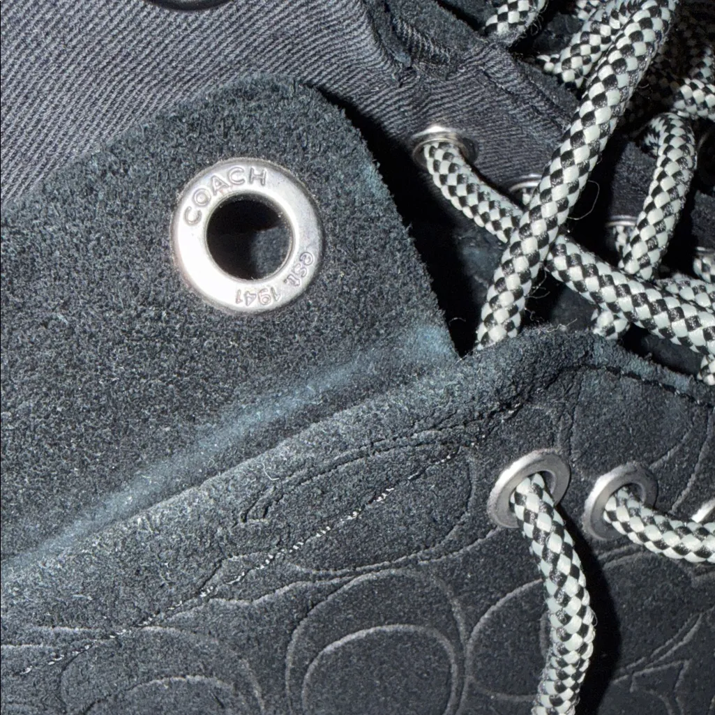 Coach Black Fabric Shoes with Checkered Laces - Image 13