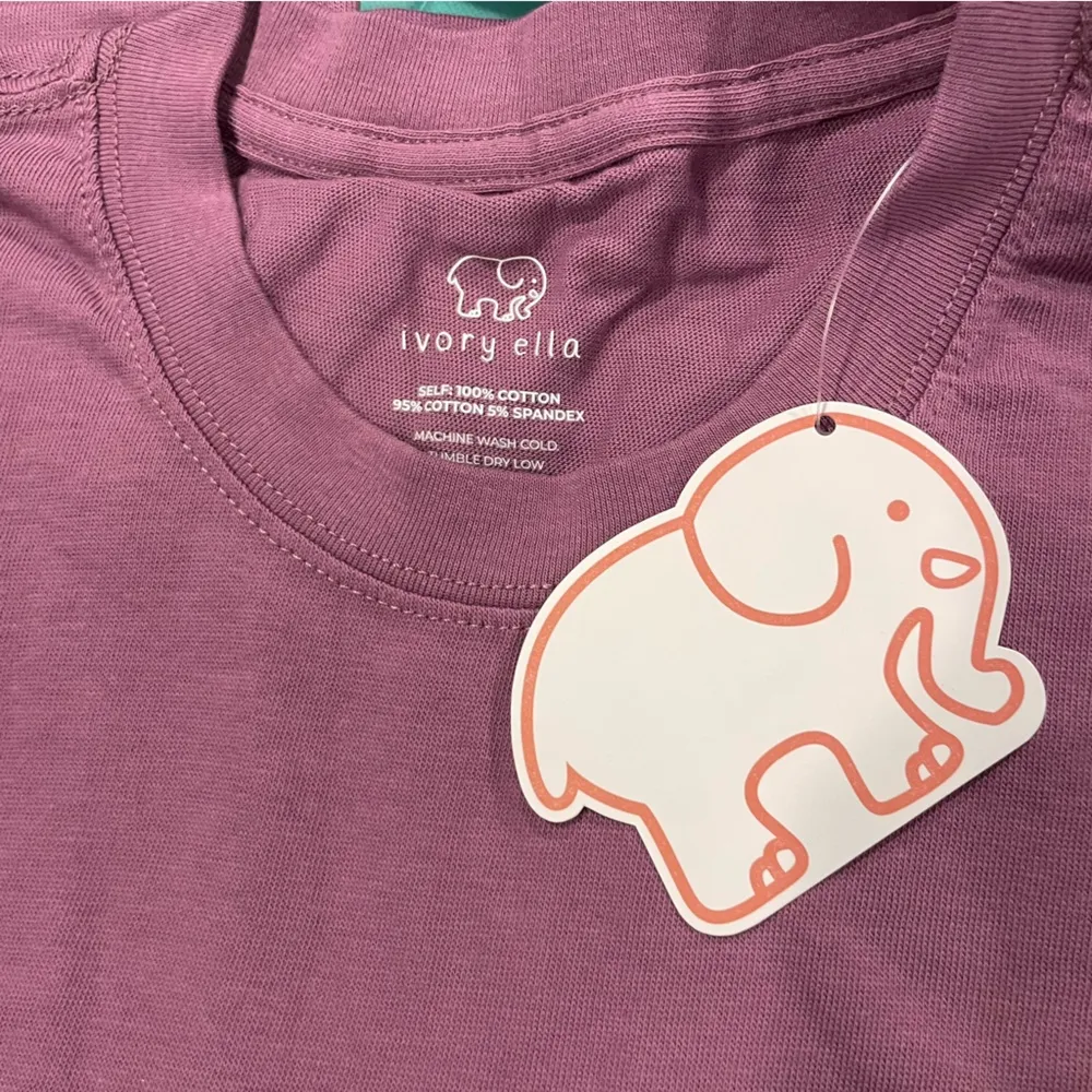 Cute Ivory Ella NWT mauve berry plaid elephant soft cotton t-shirt - Image 9