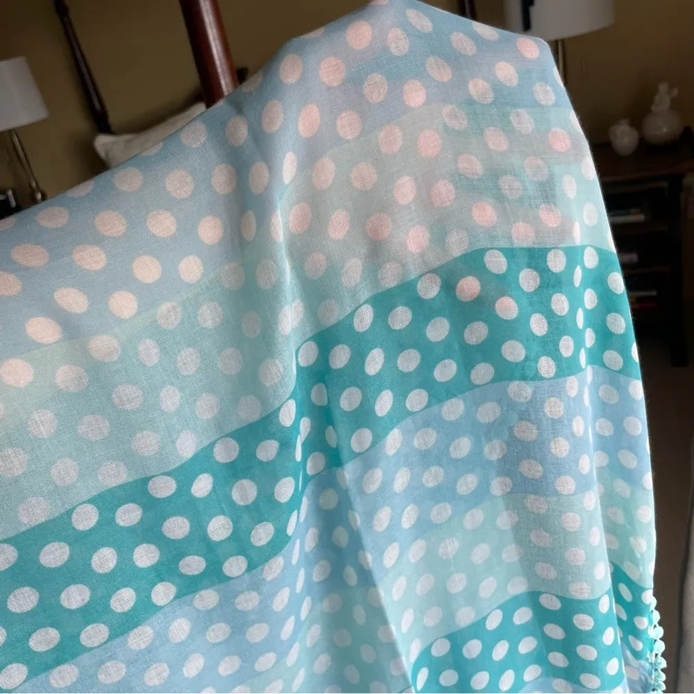 Talbots Striped Polkadot Crochet Trim Lightweight Spring Fashion Scarf NWT - Image 5