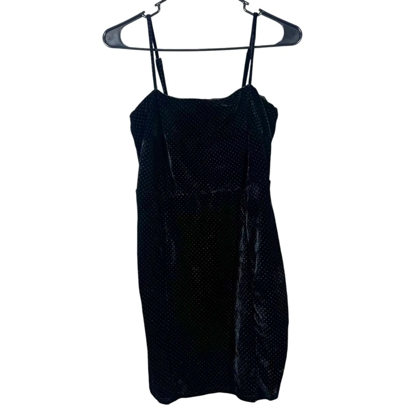 Emory Park Mini Dress Womens S Black Velvet Polka Dot Bodycon Dainty Retro - Image 2
