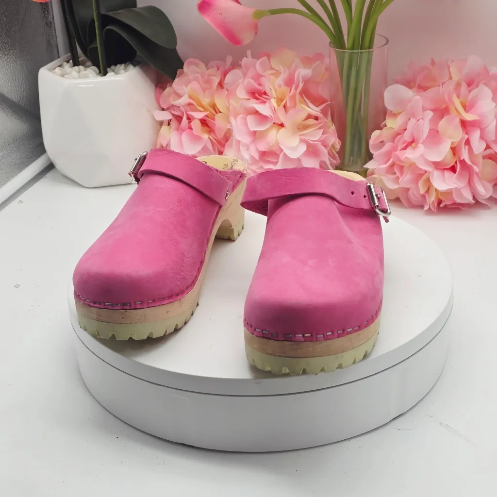 Lotta From Stockholm Classic Swedish Clogs Pink Oiled Nubuck Leather sz 7 - Image 14