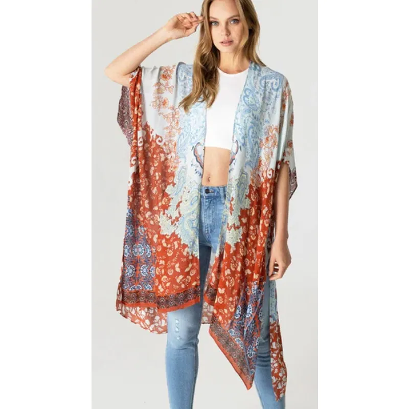 Altar'd State Multi Color Bohemian Midi Kimono OS - Image 12