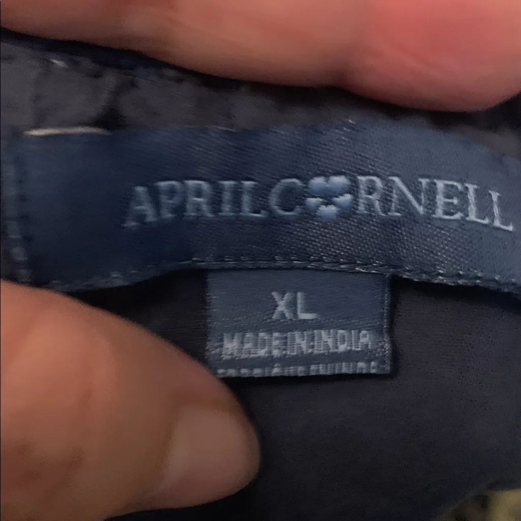 April Cornell Prairie Calico Faux Patchwork Midi Dress Size Xl Blue - Image 10