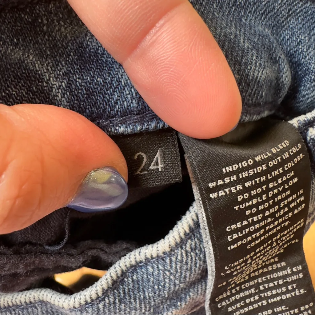 J Brand Jules Denim Cutoff Shorts Sympathy Destruct Raw Hem Blue Size 24‎ - Image 3