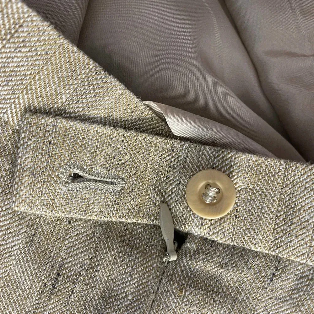 Escada 100% Linen Straight Pencil Skirt in Natural Beige Tan Size 36 / US 6 Tan - Image 8