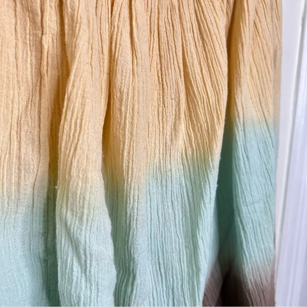 A Line Dip Dye Cotton Muslin Gauze Skirt women’s size 14 Embroidered Festival - Image 4