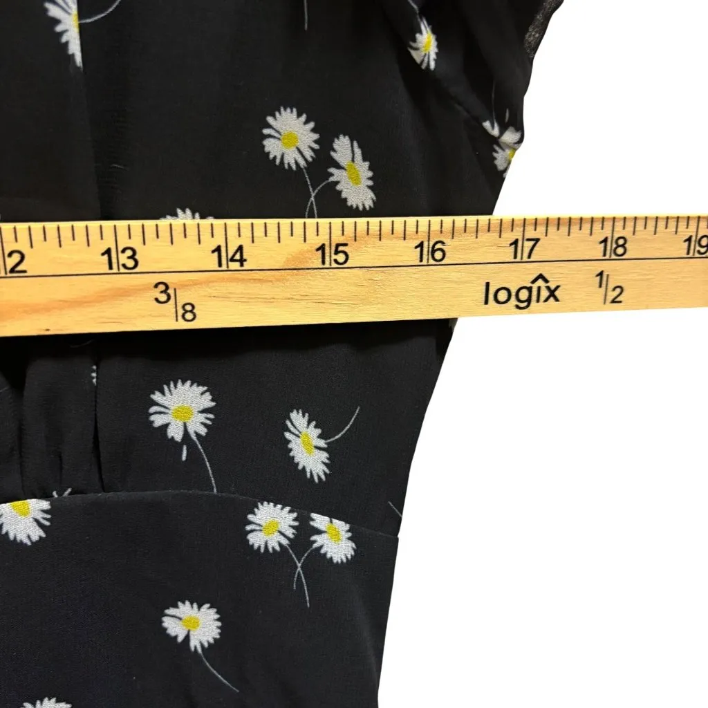 Alexia Admor Floral Black Midi Dress With Puff Sleeves Size 6 - Image 6