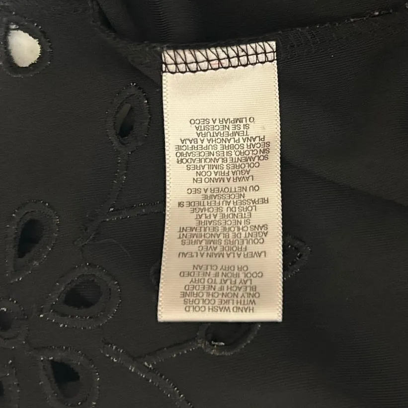 Michael Kors Boho Eyelet Dress L Black Stretch Cinched High Waist Resort Travel‎ Size L - Image 11