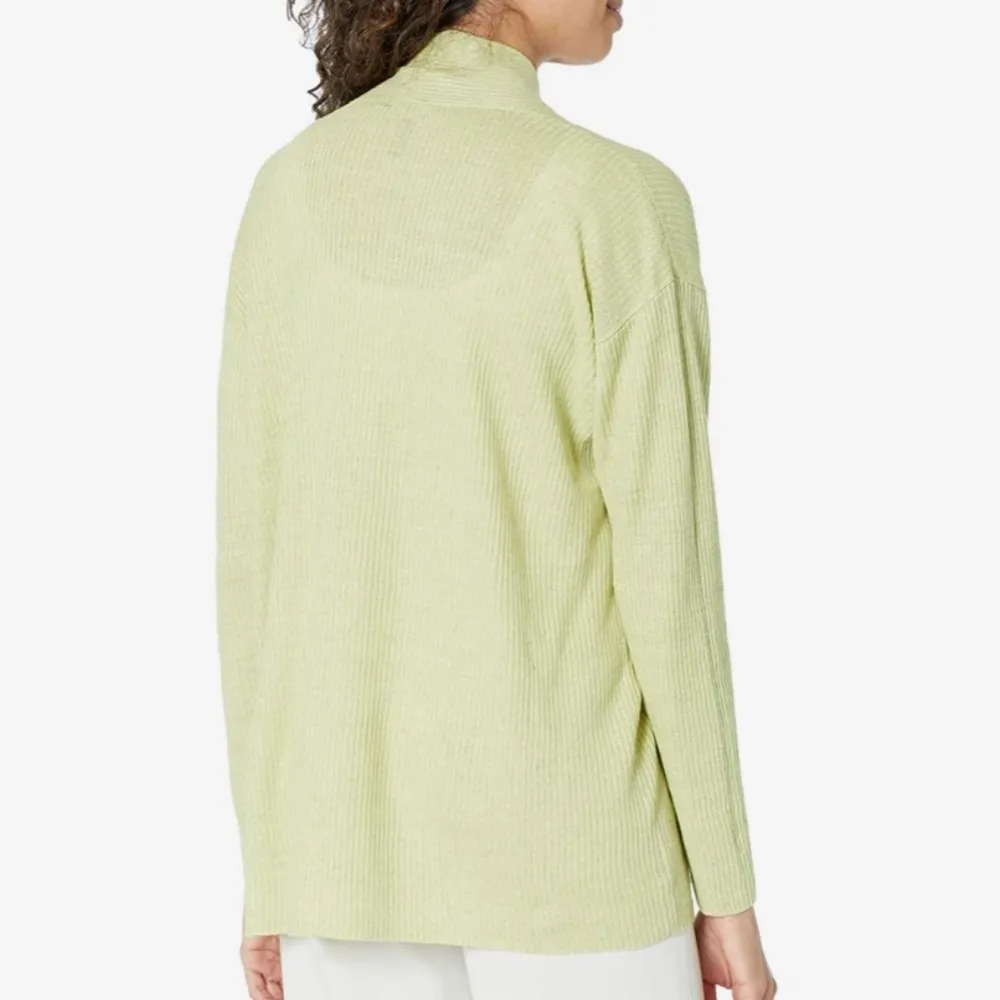 Eileen Fisher Cardigan Organic Linen Delave High Collar Sweater in Canary 1X NWT - Image 3