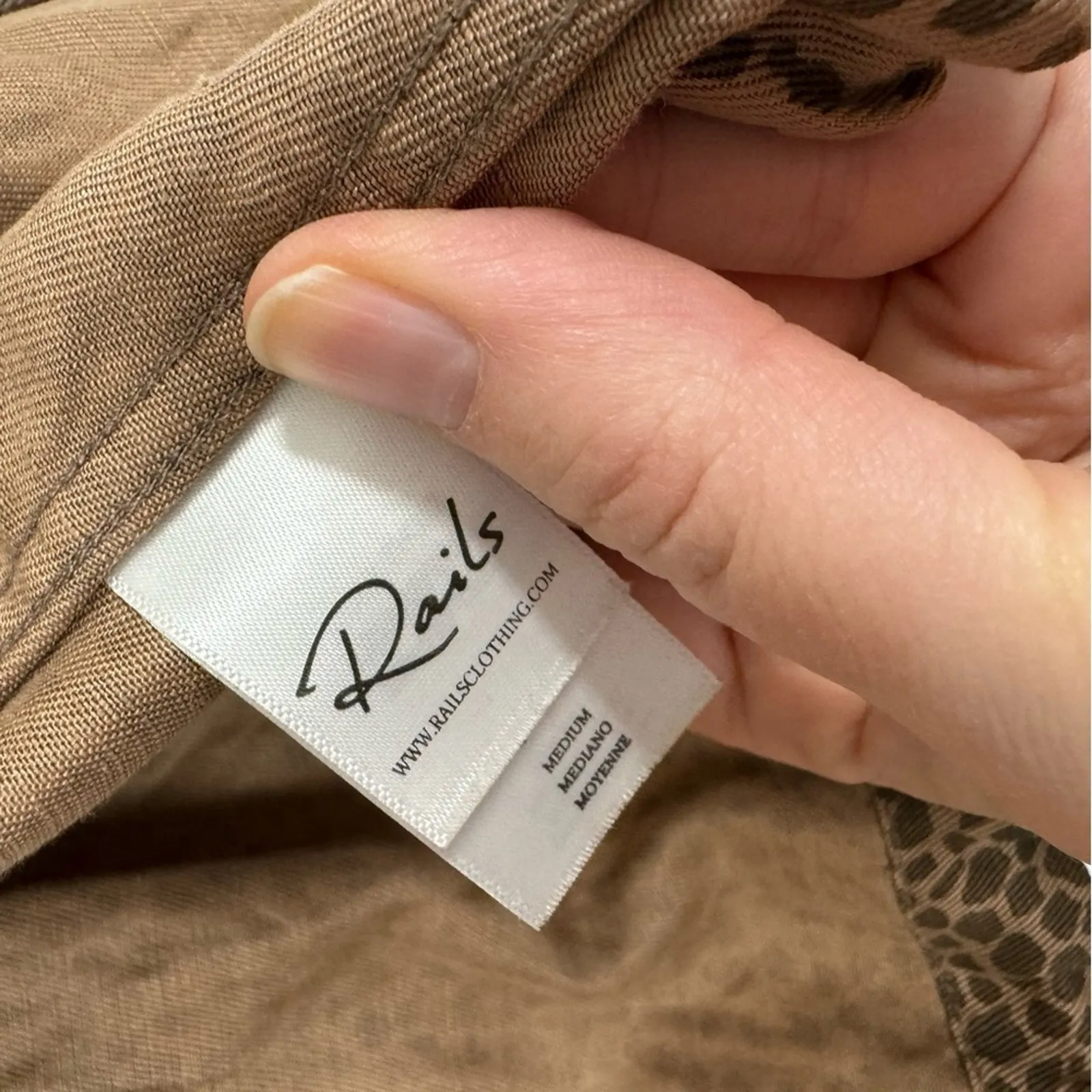 Rails Tan Animal Print Bomber Jacket Lightweight Coat Womens M Brown Leopard - Image 7