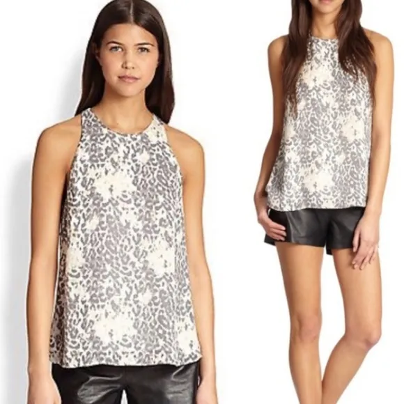 Joie Brighton Top Animal Print Silk Trendy Feminine Contemporary XS - Image 2