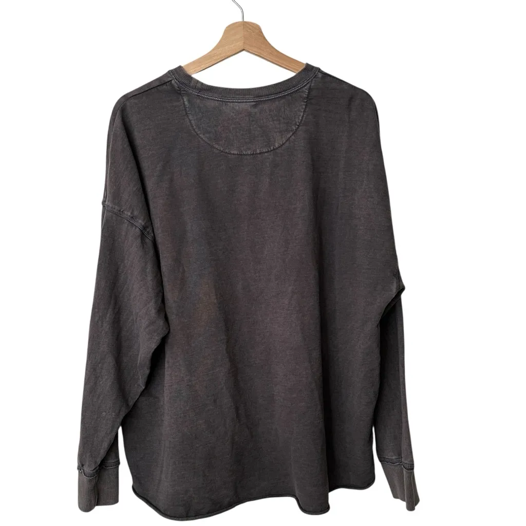 Aerie Charcoal Long Sleeve cotton raw edge sweatshirt L - Image 2