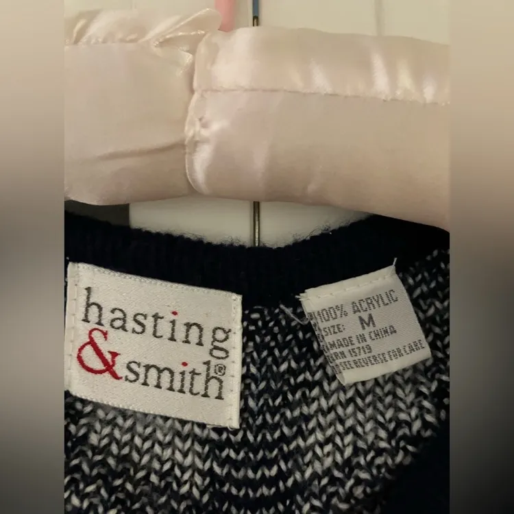 Vintage Hasting & Smith Gingham Blue Cardigan Size M - Image 2