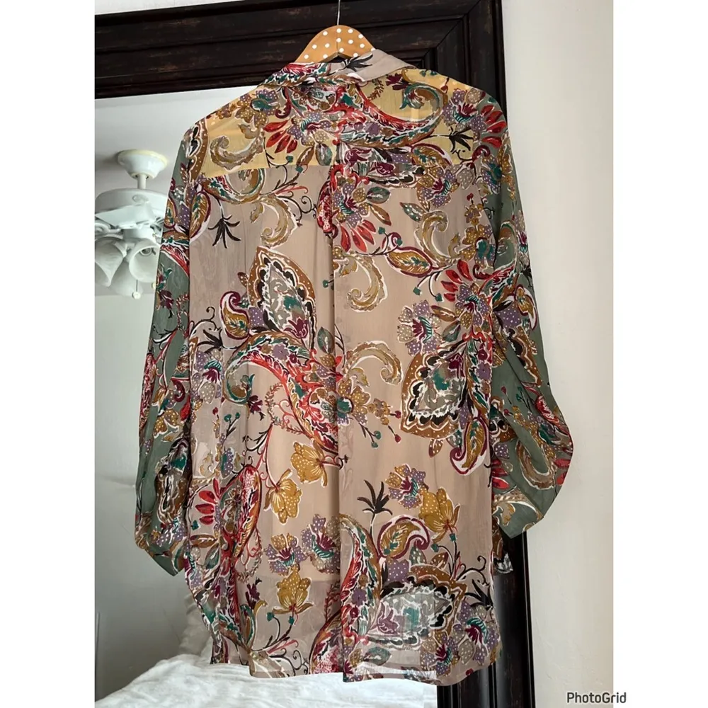 Figueroa & Flower Brown Printed Top Boho Colorful New With Tags Size undefined - Image 3