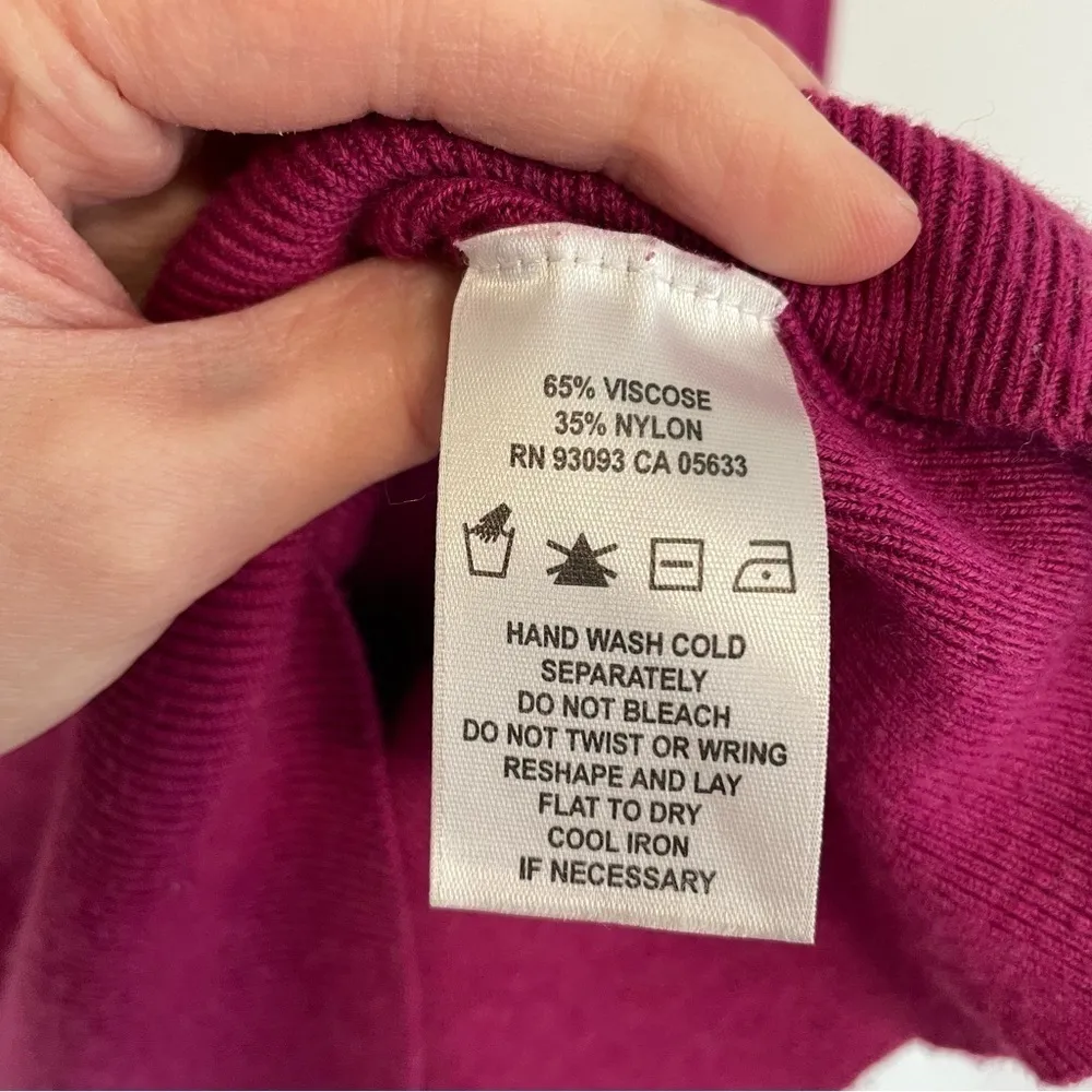 NIC+ZOE NIC + ZOE Solid Magenta Fuchsia Pink ish Lightweight Turtleneck Sweater - Image 9