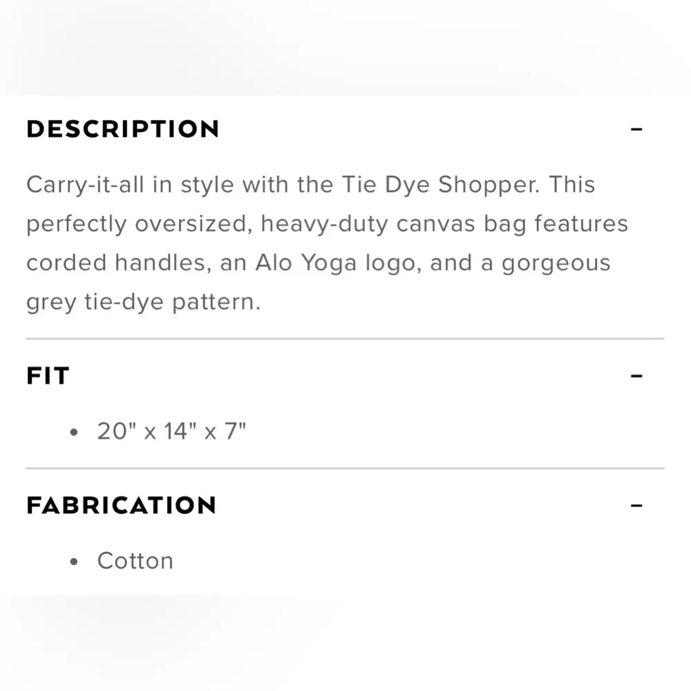 NWT Alo Yoga Shopper Tote Bag Tie Dye Oversized Heavy Duty Canvas Grey/Black - Image 4