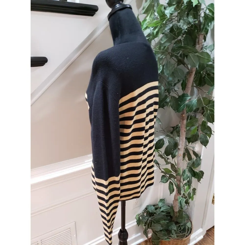 Who What Wear Women's Navy Beige Cotton Boat Neck Long Sleeve Sweater Size Small - Image 6