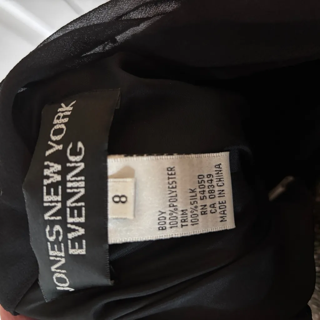 Jones New York Vintage Black Beaded Evening Dress Gown‎ Formal Cowl Size 8 Train - Image 10