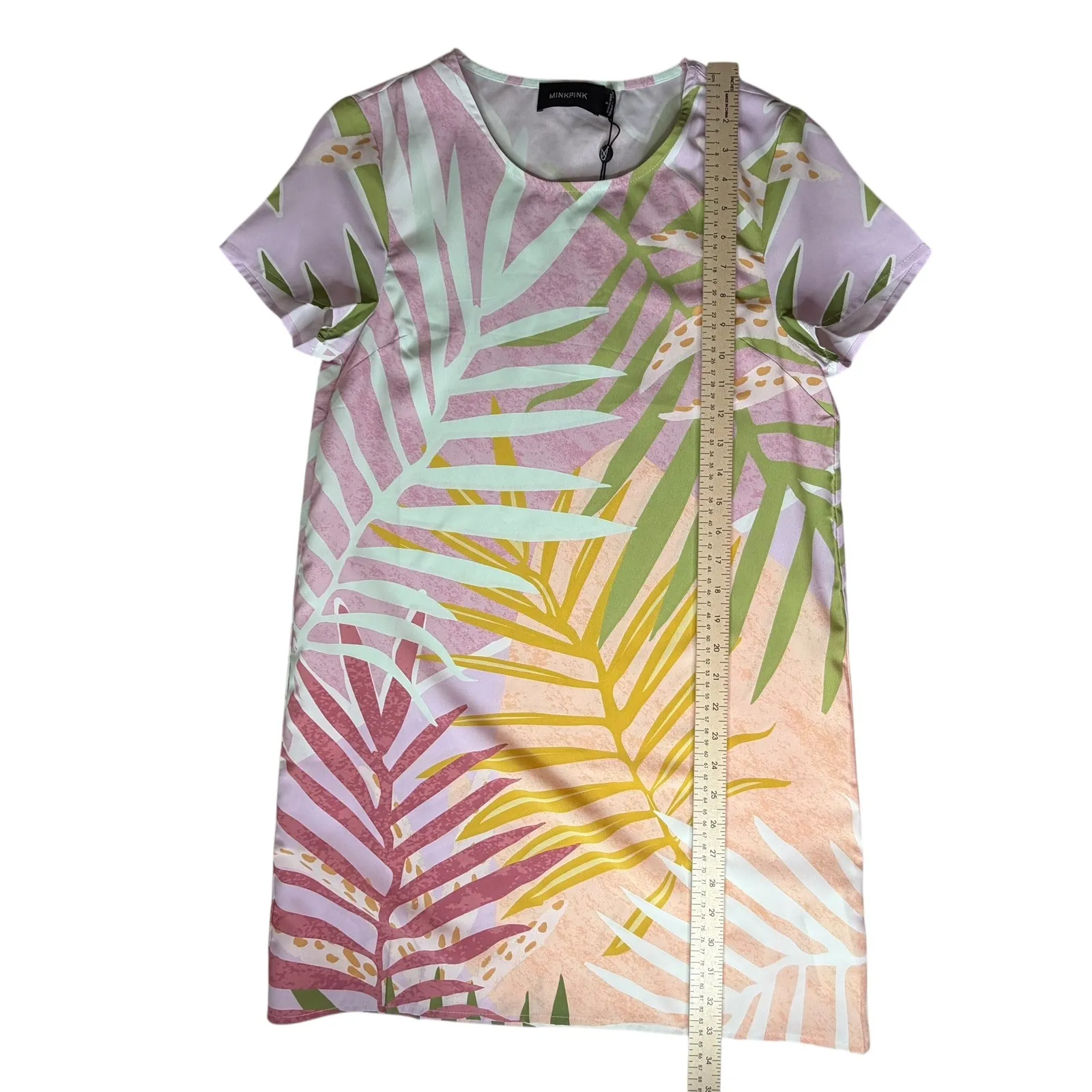 MINKPINK Palm Springs Tee Dress Small Tropical Colorful Pastel Resort Vacation - Image 11
