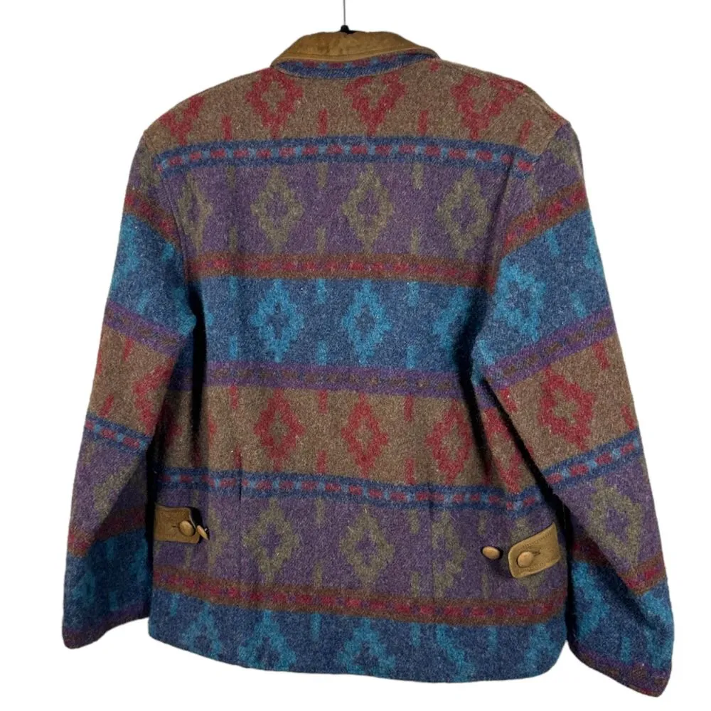 Woolrich Vintage Aztec Western Tribal Southwestern Wool Jacket Women's Medium - Image 6