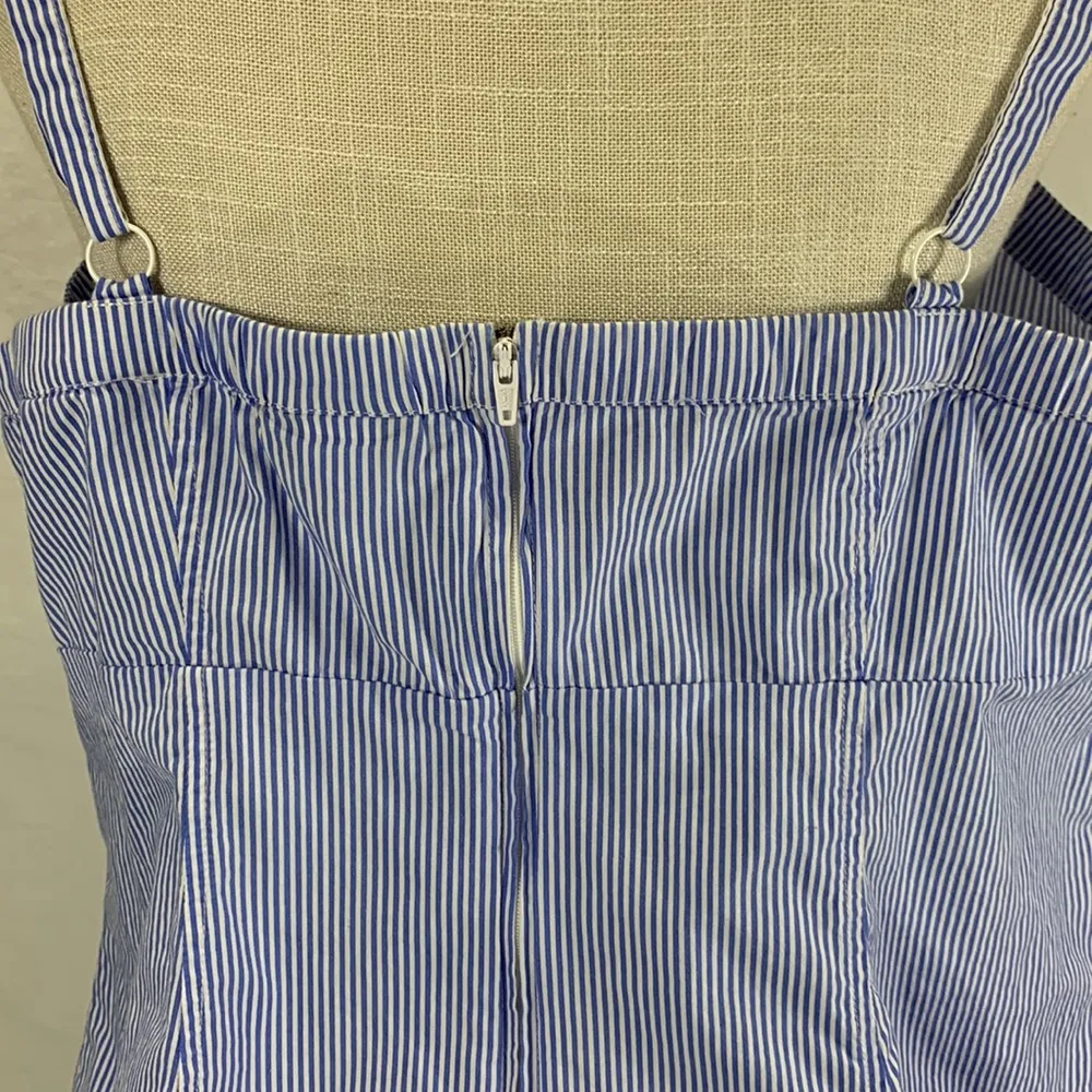 Striped Blue and White Poplin Lace Up Corset Tank Top Size 1X - Image 10