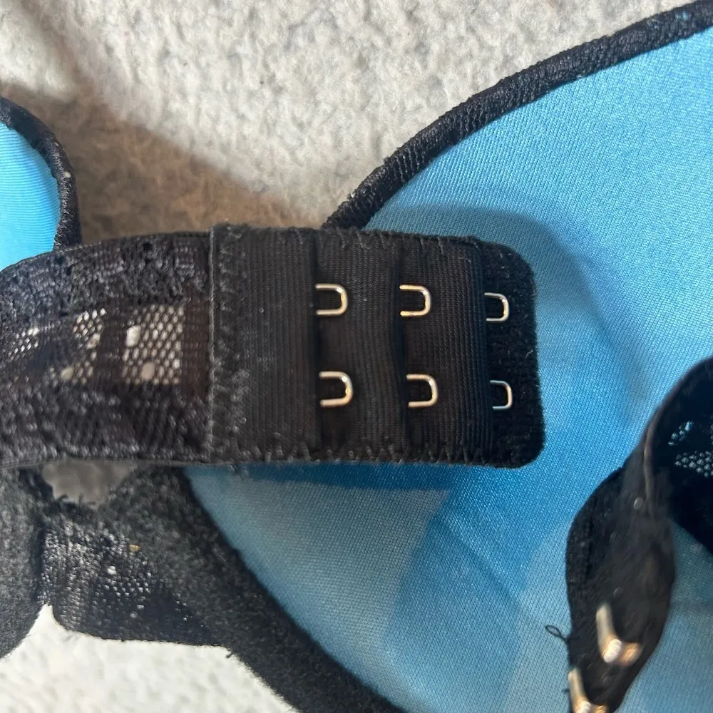 Hers by Herman Bra Women 32B Black Blue Lace Stripe Padded Underwire Push Up NEW Size undefined - Image 5