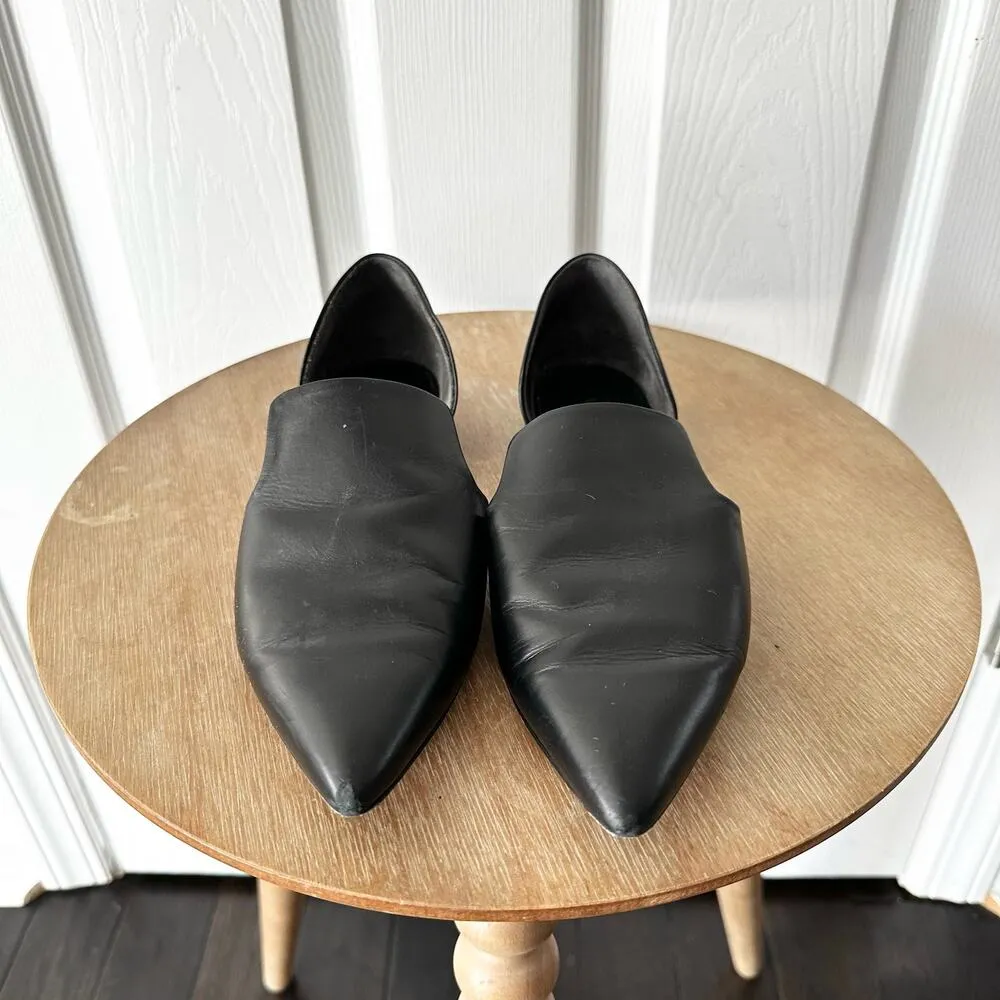 Vince Black Leather Damris D'Orsay Cut Out Pointed Toe Soft Loafer Flats 5.5 - Image 2