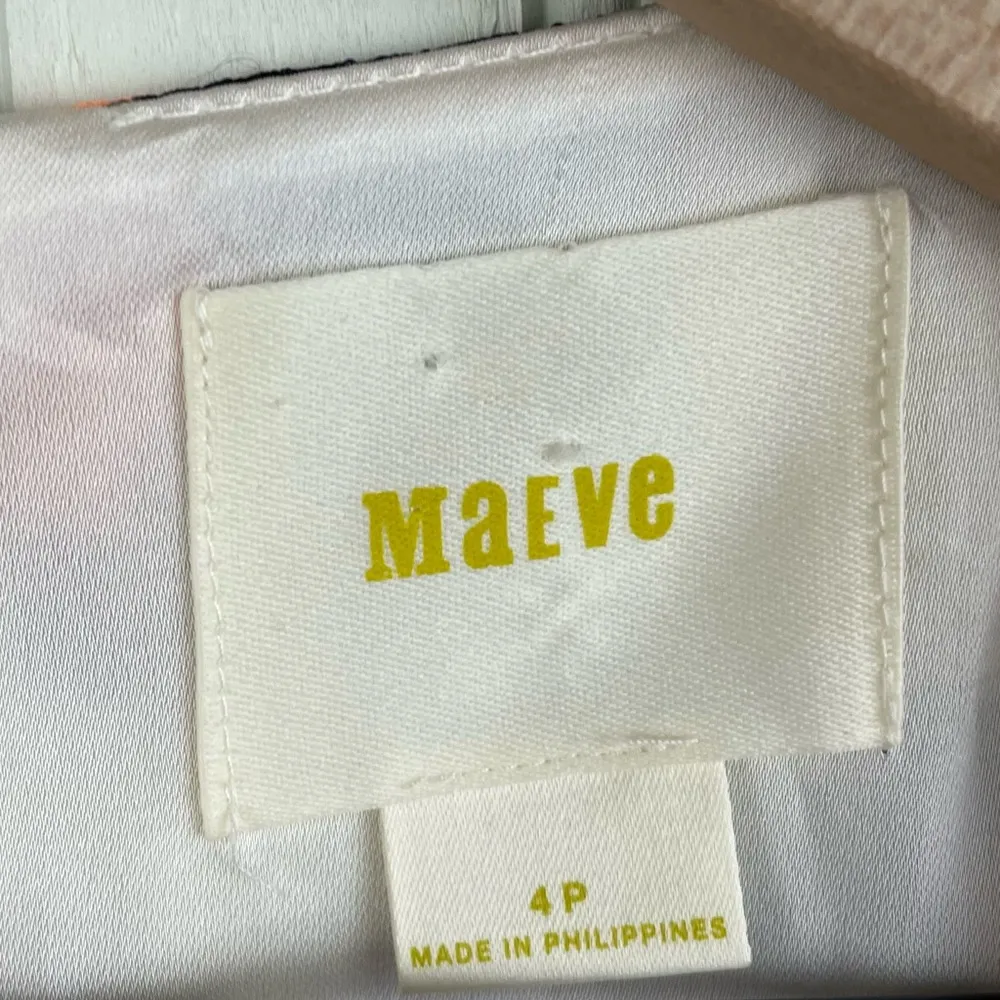 Maeve Anthropologie Neon Floral Printed Fit and Flare Dress Pebble Texture 4P - Image 7