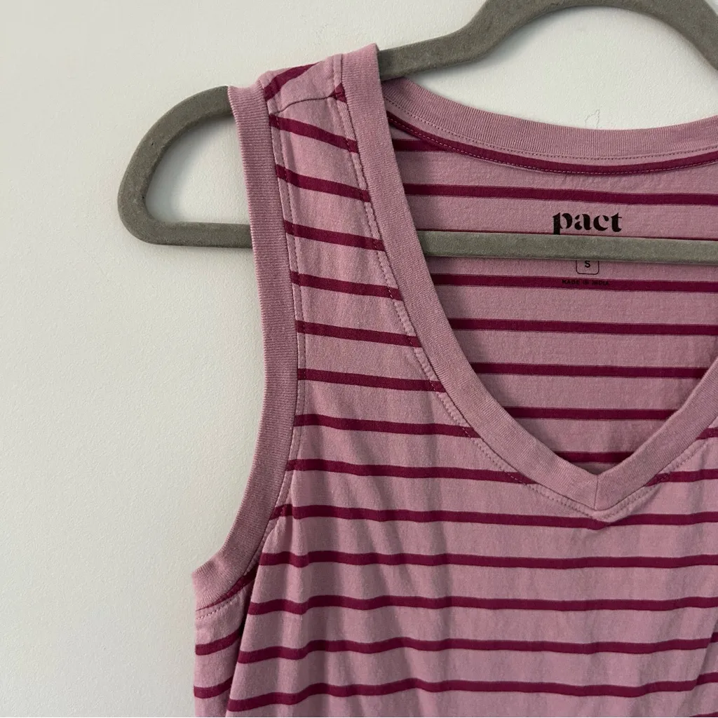 Pact Organic Cotton Soft Spun Pink Stripe A Line Dress S - Image 3