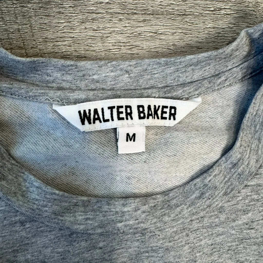 Walter Baker grey knit ruched puff ruffle sleeve top womens size medium E9 - Image 2