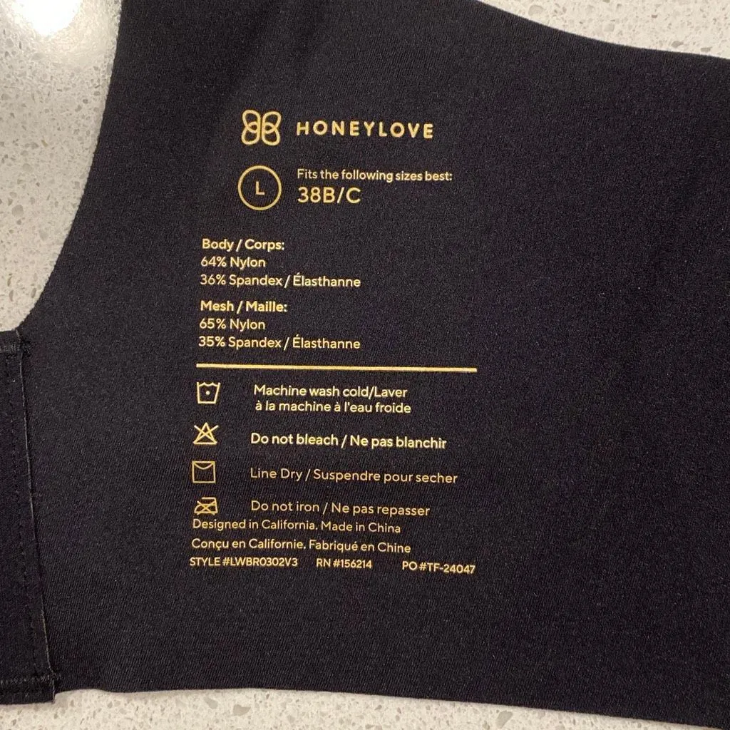 HoneyLove Crossover bra size Large Black - Image 7