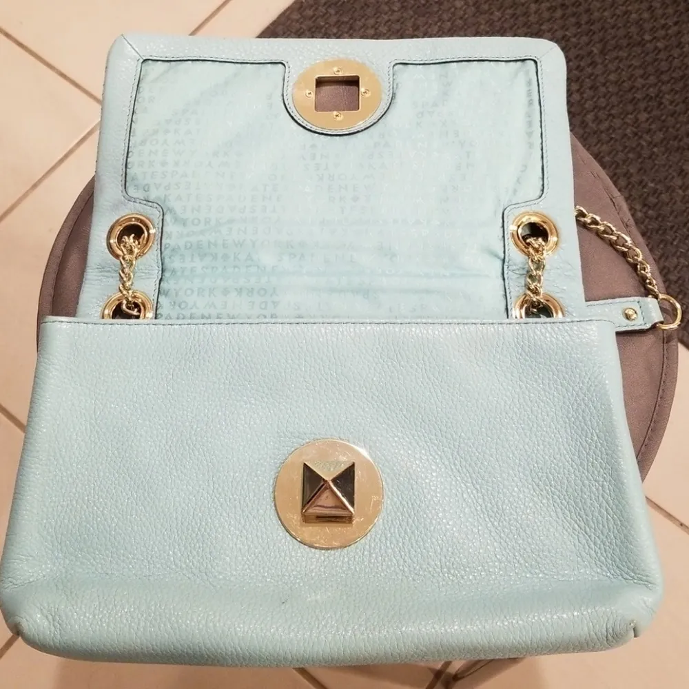 💕KATE SPADE💕 Baby Blue Quilted Leather Handbag - Image 4