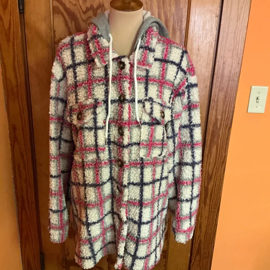 Davi & Dani Fuzzy Plaid Shacket - Image 5