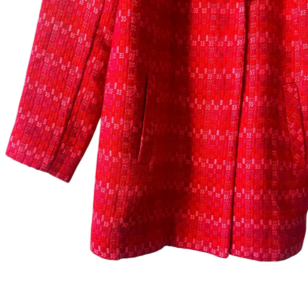 CAbi  Red Textured Wool Blend Coat Jacket Medium Wide Collar - Image 3