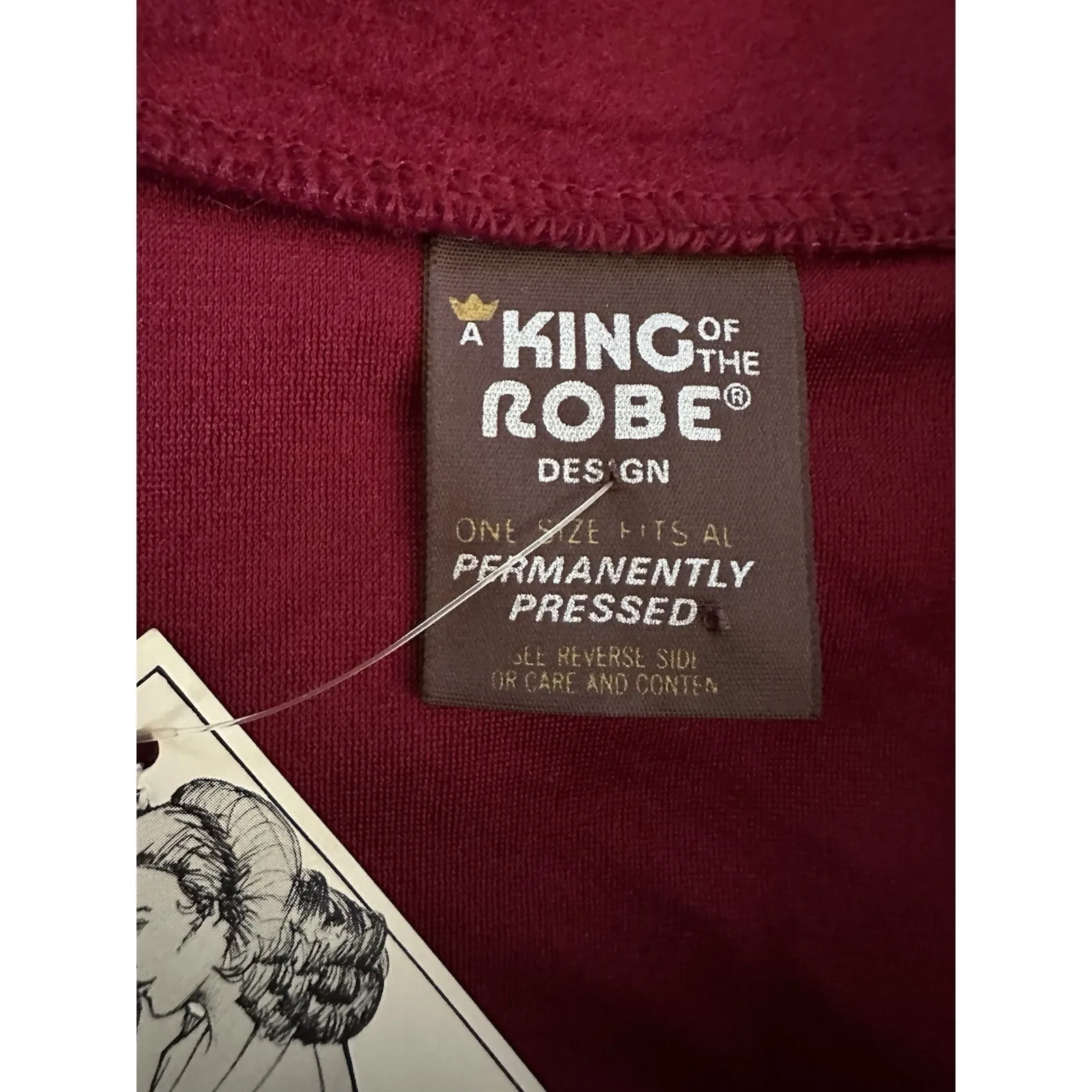 Vintage Robe~King Of The Robe~ Red Pockets Tie 70s 80s NEW Old Stock One Size Size undefined - Image 5