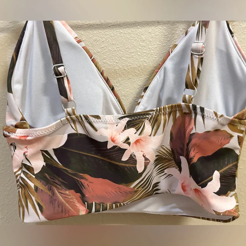 Old Navy Triangle Banded Tropical Floral Bikini Top Women's Sz Small - Image 2