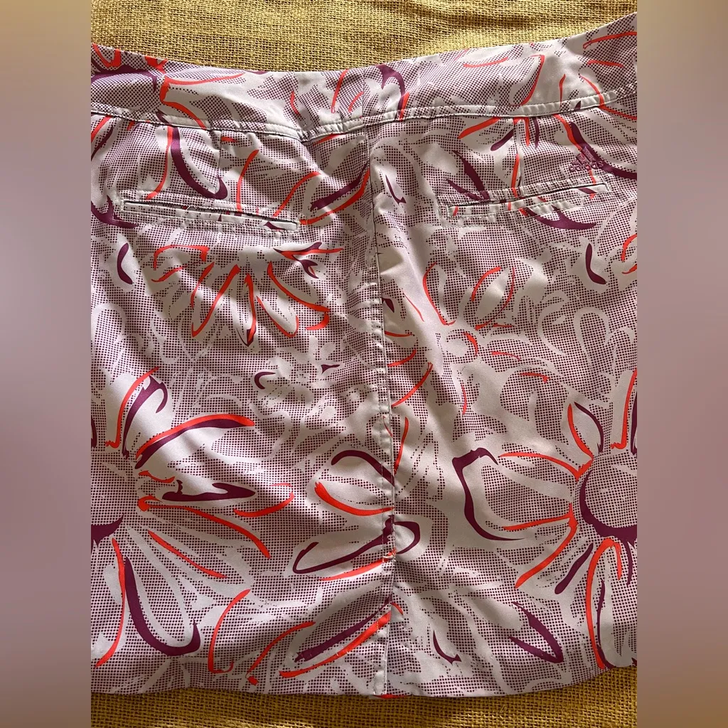 Adidas Coral Purple Activewear Skort floral pockets Climacool sz 12 golf tennis - Image 9