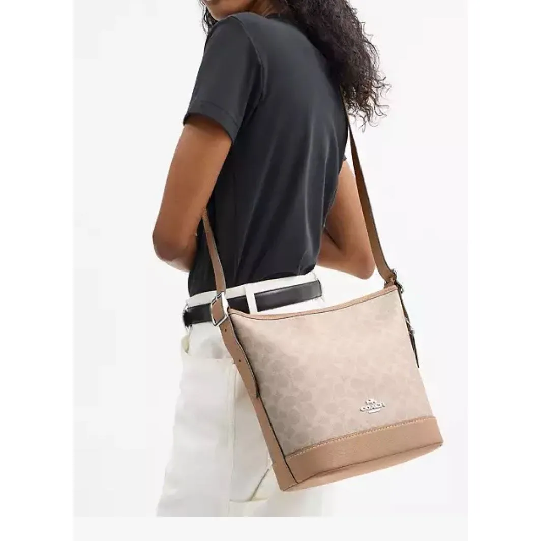 🔥NWT! Coach Jude Duffle Handbag in Signature Canvas Sand/Taupe Msrp:$450.00 - Image 4