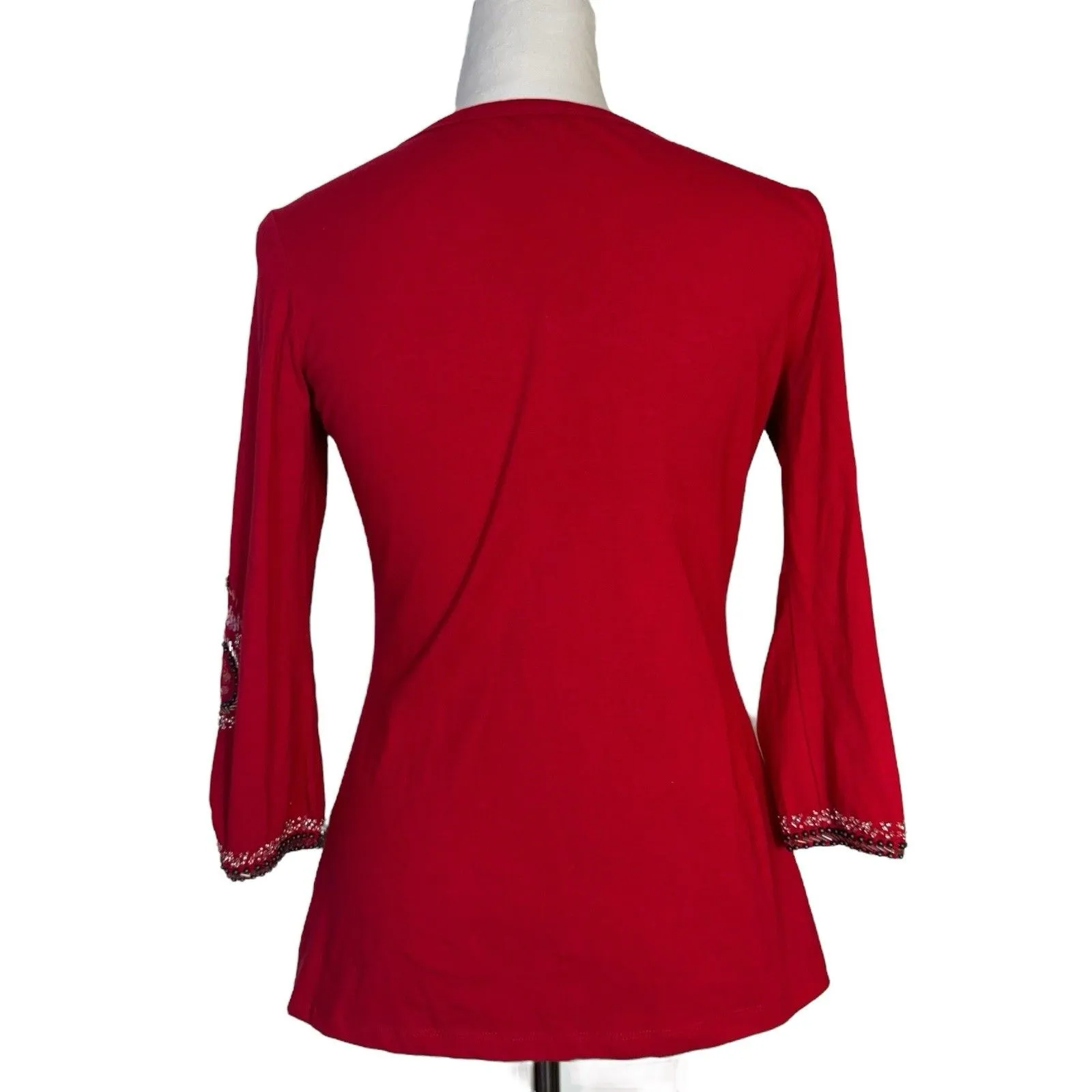 Azi Beaded Sequin Tunic Top Size S Red Y2K Goth Whimsigoth Fairy Grunge Vintage - Image 7