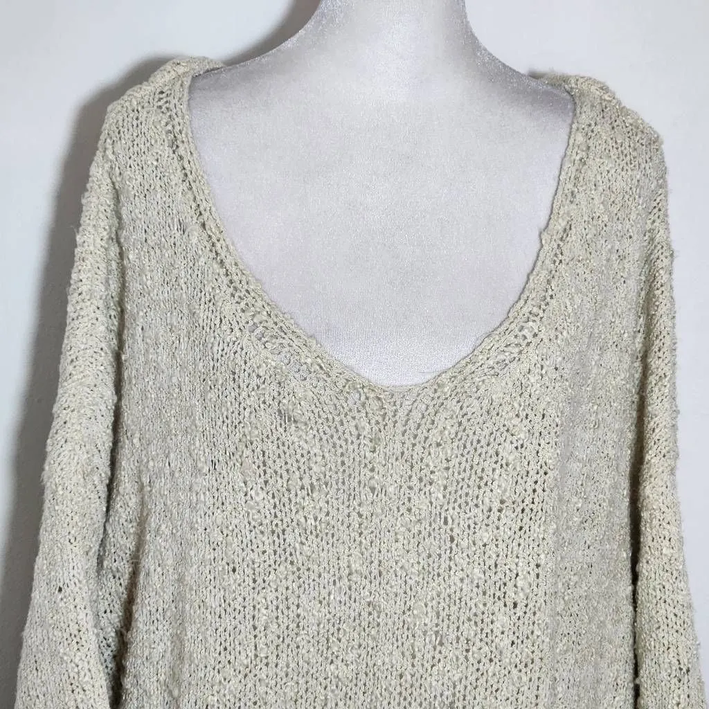 Easel Cream Distressed Loose Knit Oversized Sweater Size Medium/Large - Image 3
