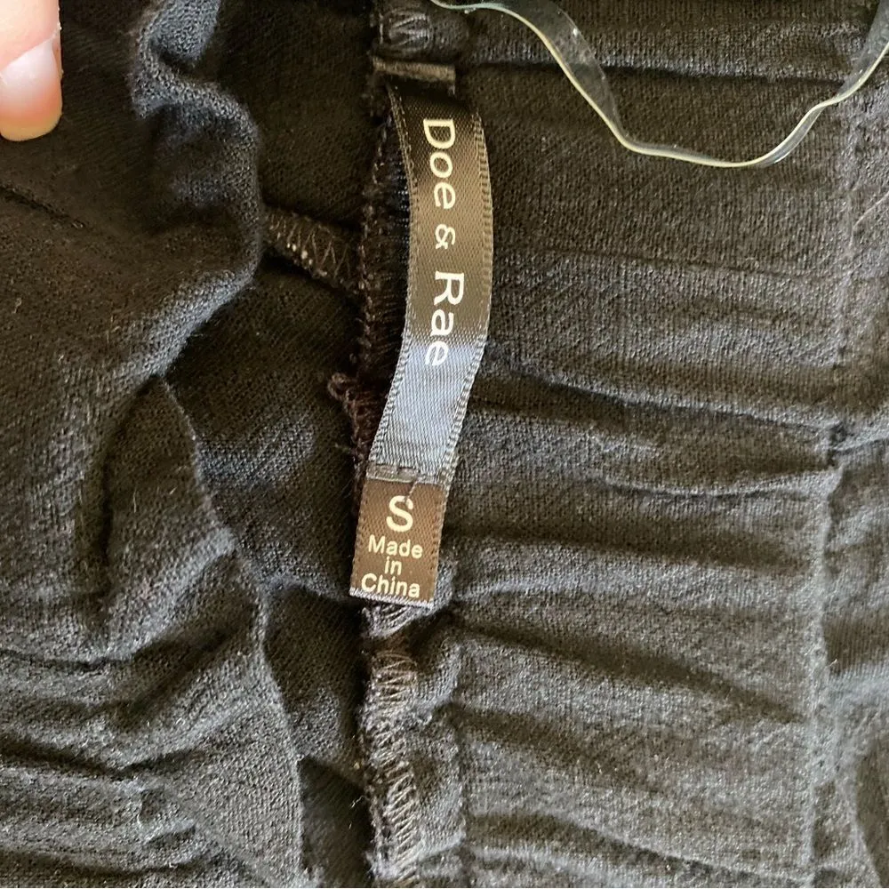 Doe & Rae black paper bag waist pants with pockets 100% cotton - Image 8