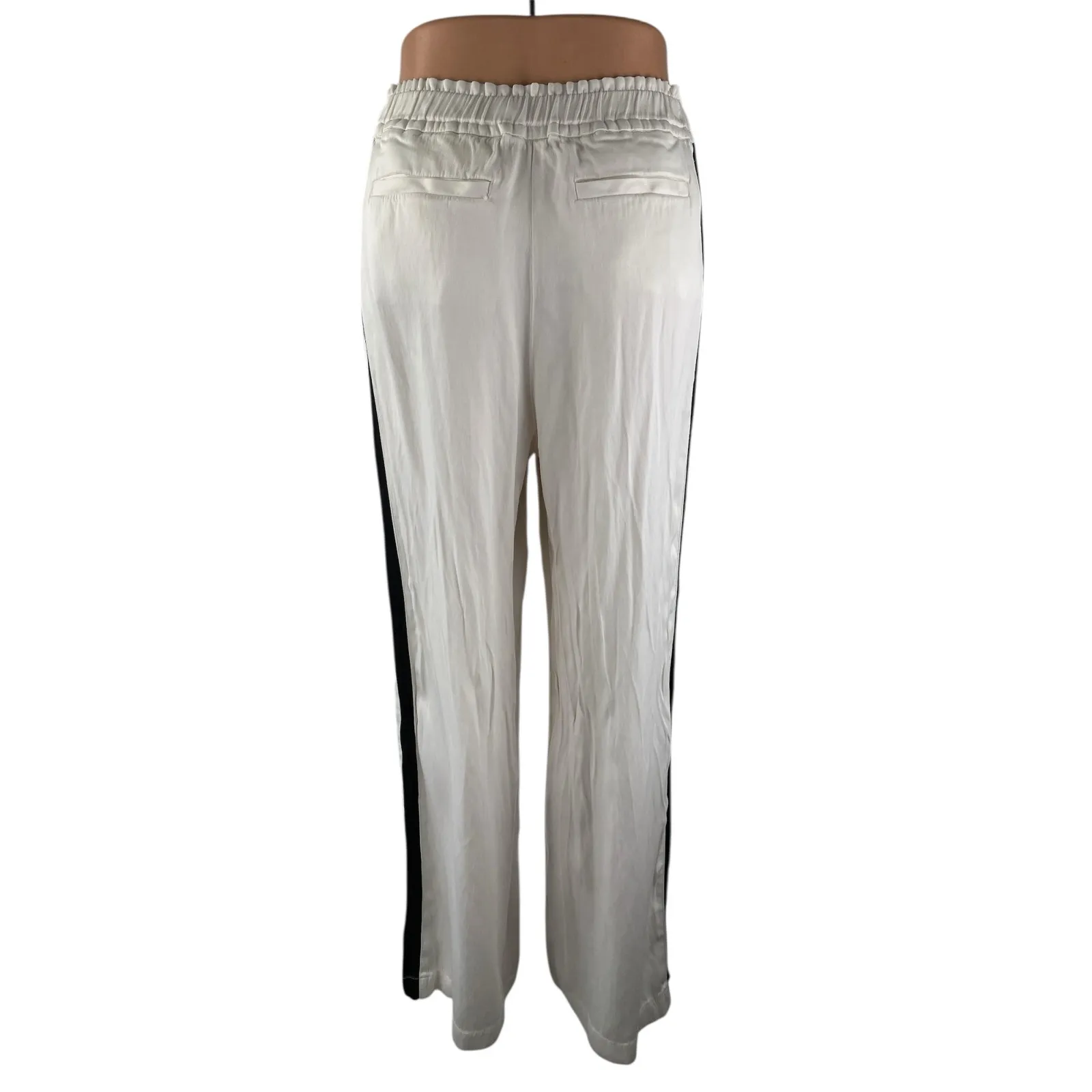 Frame Women's White High Rise Elastic Waist Pull On Wide Leg Trousers Pants S - Image 2