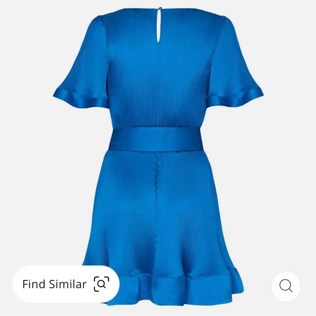 NWT MILLY  Size 8
Lumi Satin Pleated Dress In Blue - Image 3