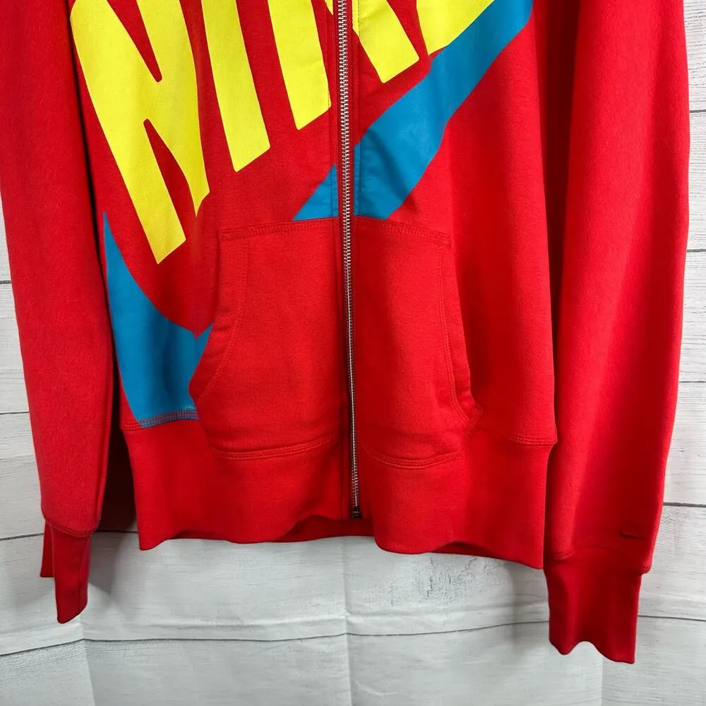 Nike Vintage Womens size Medium Full Zip Spellout Hoodie Jacket Red - Image 5