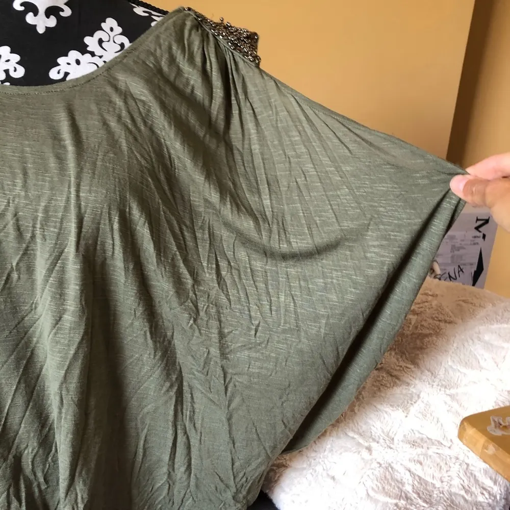 GUESS Green Lose Fit Tank Top with Sequins Small - Image 2