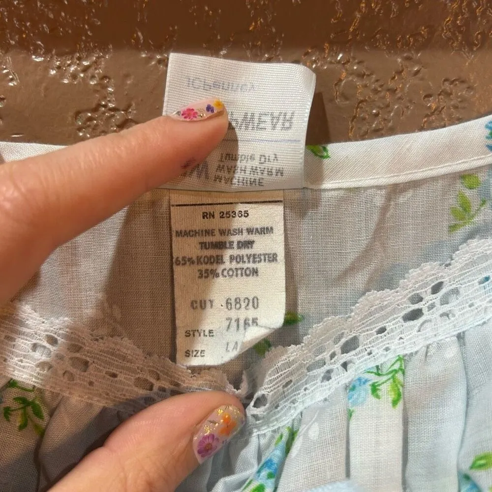 Vintage JCPenney Women’s Large Blue White Sleepwear Gown - Image 5